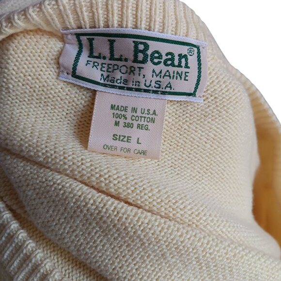 Large Vintgae Men's Sweater L.L. Bean V-Neck Large 100% Cotton Made In USA 90s - Picture 5 of 5